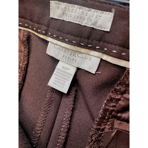 Charter Club Katherine Fit Petite Size 12P Brown Full Length Brown NWT Straight - Picture 5 of 10